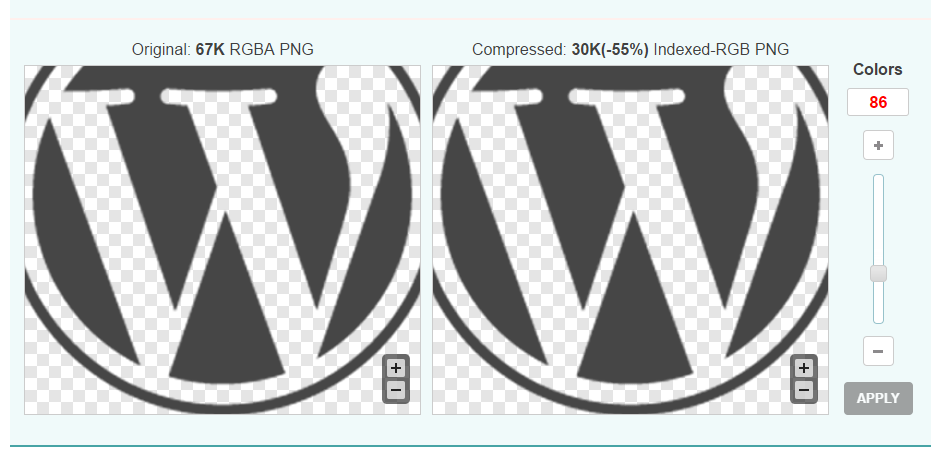 Optimizilla before and after compression