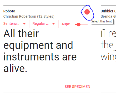 Selecting a GoogleFont