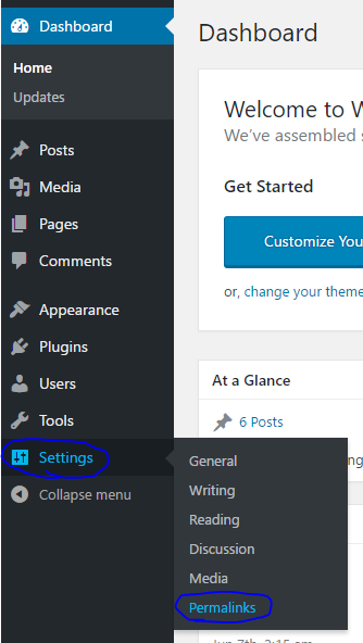 Wordpress Dashboard Permalinks settings